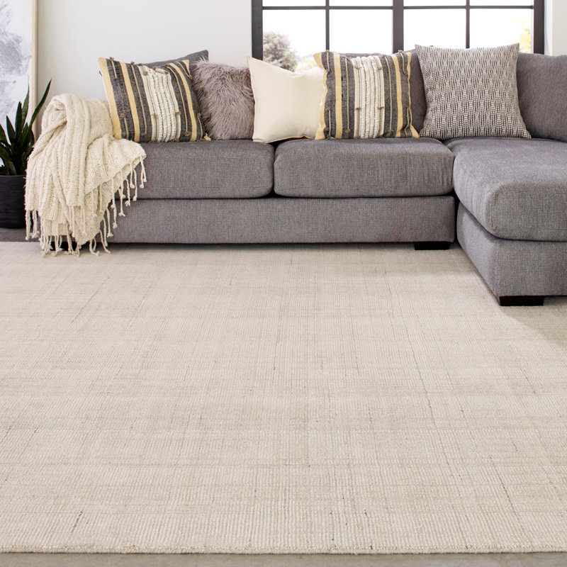 Tapis uni / rayé couleur liabah fève vanille - couleur ivoire, Carré 10 pi