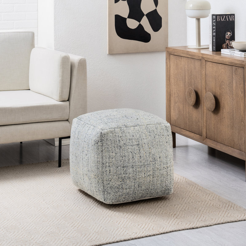 Pouf ottoman Yinka 45,7 cm (18 po) de largeur, revêtement texturé, Dark Grey