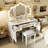Makeup Vanity Desk with Light Mirror, 5 Drawers and Charging Station