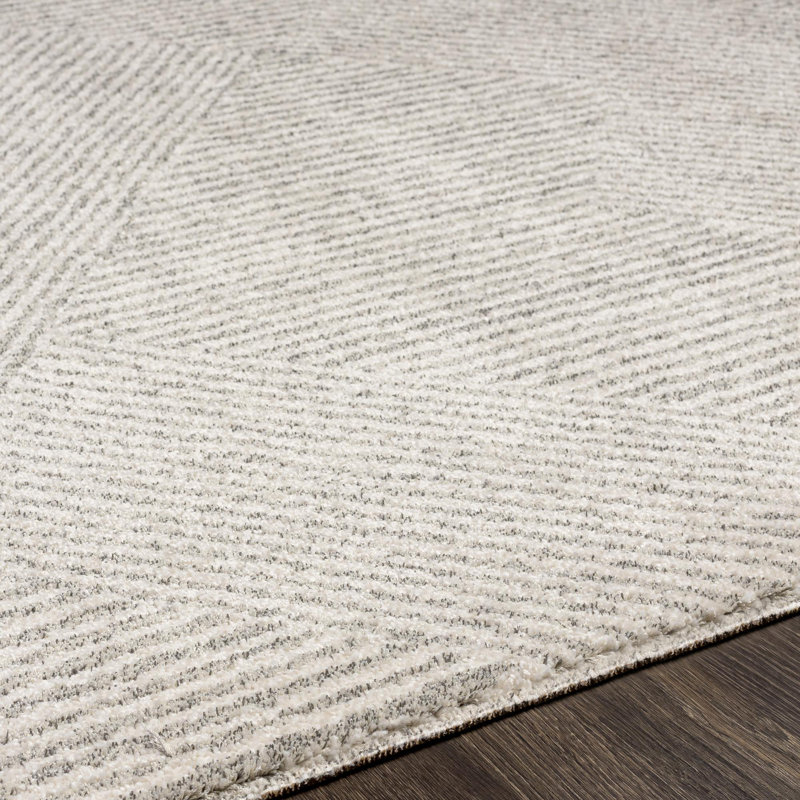 Tina Modern Geometric Gray/Ivory Area Rug, Rectangle 5'3" x 7'3"