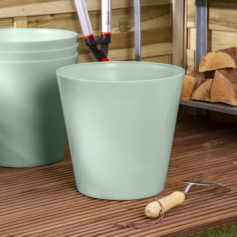 Wham Studio Round Planter Cover, Silver Sage, 28cm H x 30cm W x 30cm D