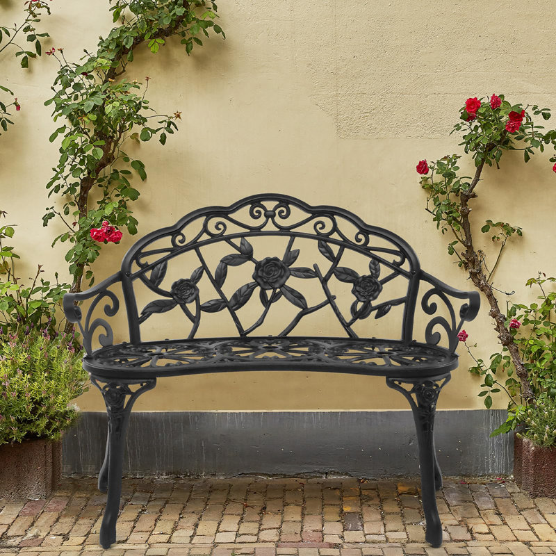 Cast Aluminium Garden Bench, Black