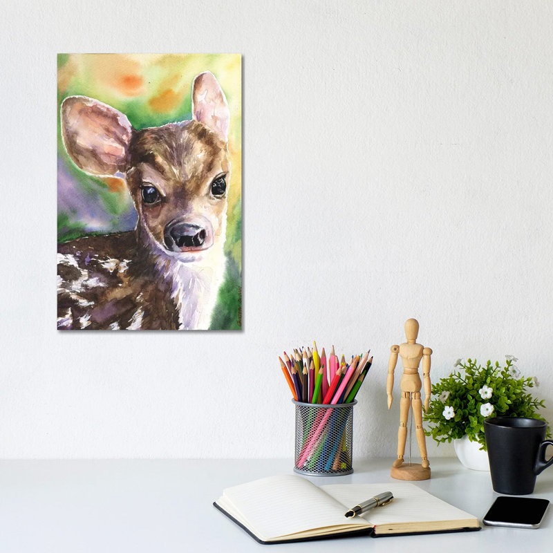 Deer Fawn 1 Piece Wrapped Canvas Painting, 20.32 cm H x 30.48 cm W