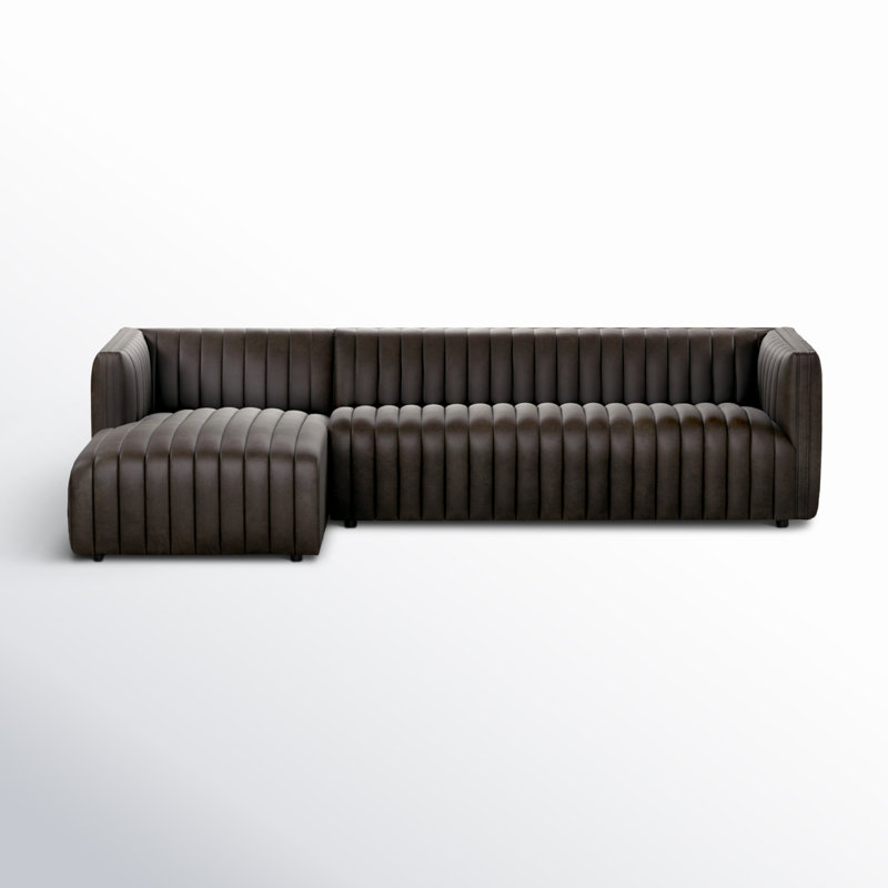 Brandt Upholstered L-Shaped Sectional, Deacon Wolf Genuine Leather, Left Hand Facing, 26.5" H x 105" W x 64" D