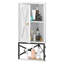 Armoire de coin de salle de bain murale, armoire à pharmacie avec tablette ouverte et réglable, organisateur de rangement peu encombrant pour la salle de bain, la cuisine et le salon