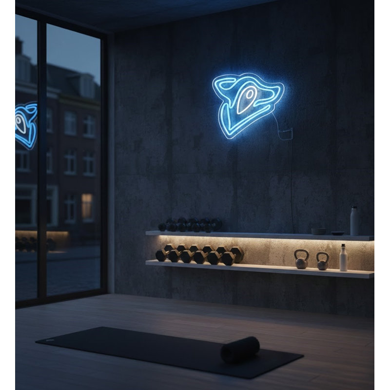  | Enseigne néon abstraite | Doté de tubes à DEL incassables fabriqués à la main pour une luminosité vibrante et durable et une efficacité énergétique | 18 x 23 pouces | Bleu clair et blanc