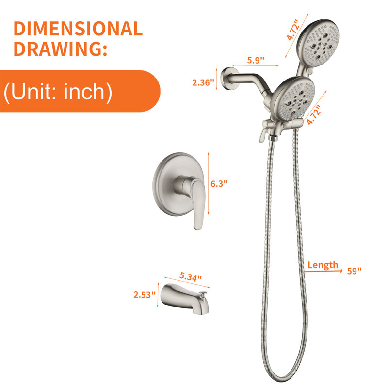 Diverter All-In-One Kit with Rough in-Valve, Brushed Nickel