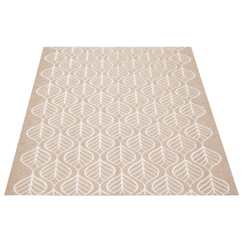 Tapis abstrait brun clair en laine tissé à plat à la main Evah
