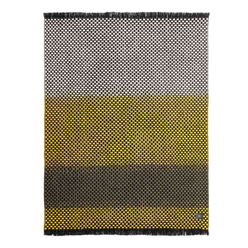 Hand Woven Throw Blanket, Black/Mustard/Dark Green/Brown