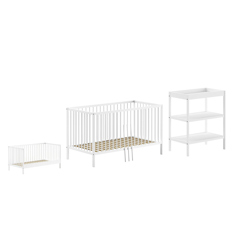 Milano 3 Piece Baby Room Furniture Set, White