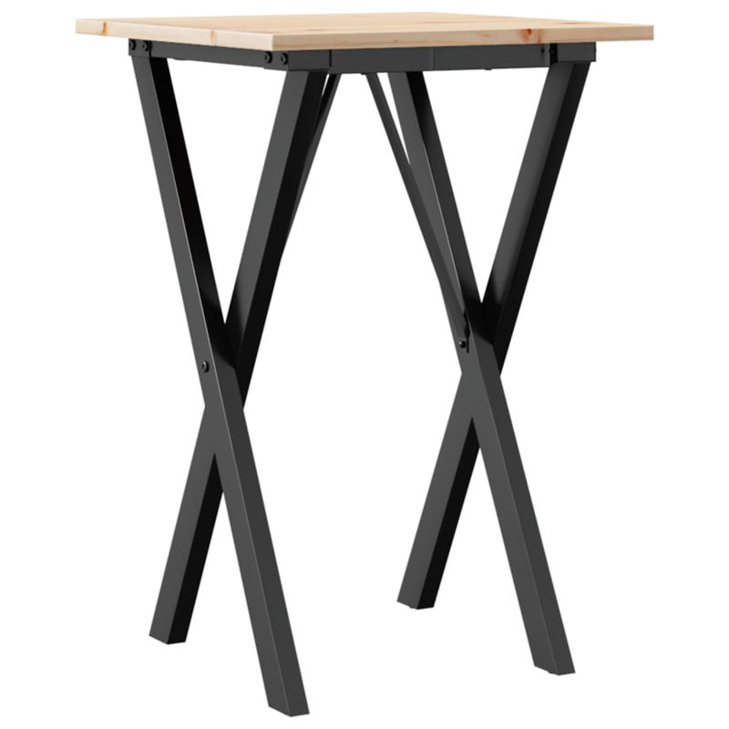 vidaXL Dining Table X-Frame Solid Wood Pine and Steel, 75cm H x 50cm L x 50cm W