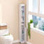 Bathroom Tall Cabinet With Adjustable Shelves, Narrow Storage Cabinet With Toilet Paper Scroll For Bathroom, Freestanding Bathroom Storage Cabinet with Magnetic Door, White