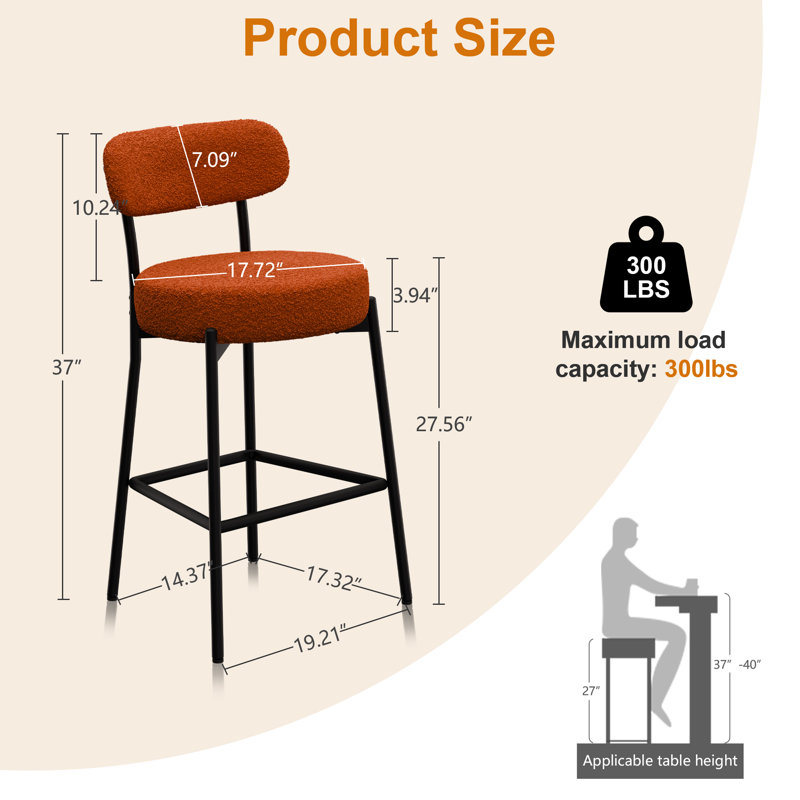 Tabouret de bar 28 po Emmorie, Orange