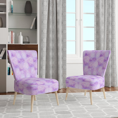 Fauteuil d'appoint abstrait - mandala bohème violet et blanc Chaise d'appoint en velours blanc