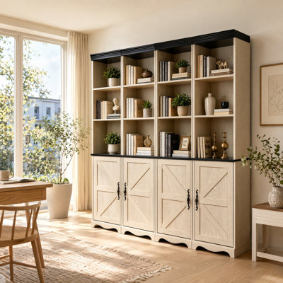 4-Piece Modular Farmhouse Storage Cabinet Set with Adjustable Shelves