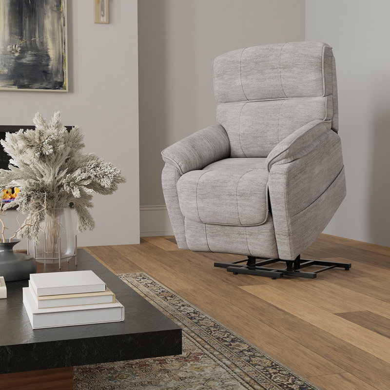 Fauteuil relevable moelleux en tissu colombe Lucie