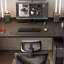 Bureau debout noir en bois manufacturé-864910221