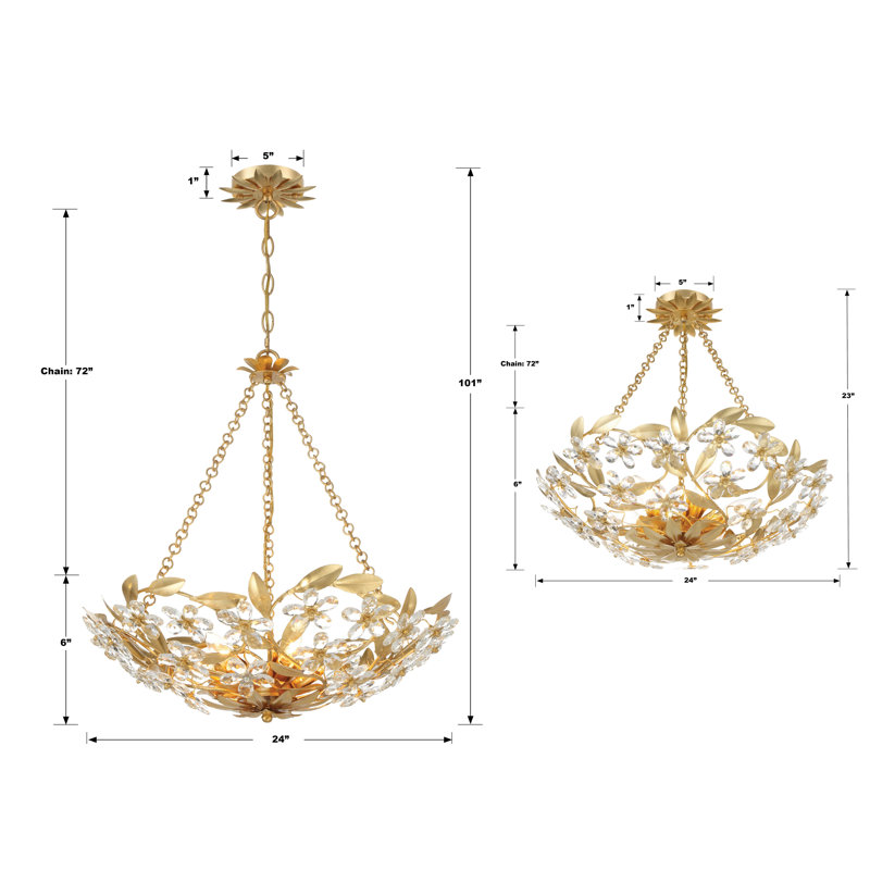 Babbitt Chandelier, Antique Gold