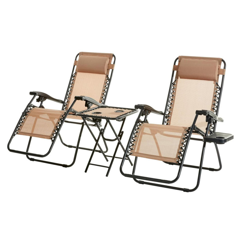 Zero Gravity Chair with Side Table, Set of 3