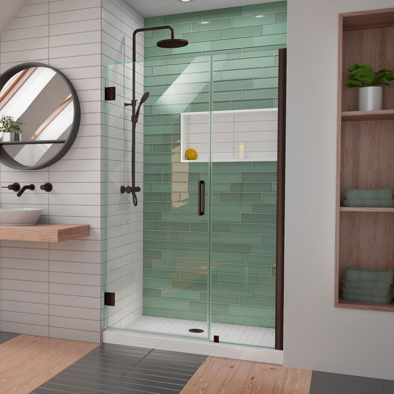 Porte de douche à charnière Unidoor-LS l 48 po x H 72 po avec technologie ClearMax