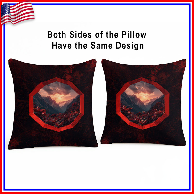 Red Mountain Landscape Double Sided Throw Pillows, 16 x 16 inches
