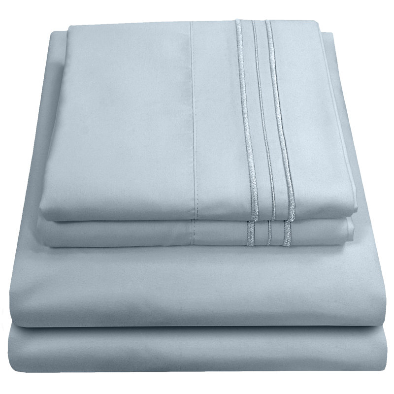 Luxurious Classic Soft Solid 1800 Series Microfiber Sheet Set, Various Colors and Sizes, Mist, King