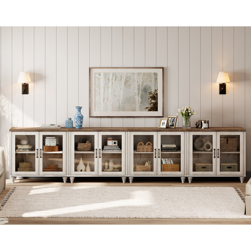 Scarlett 135.4'' Sideboard, Rustic White/Brown