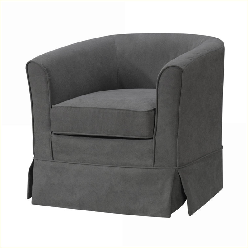 Fauteuil d'appoint en tonneau pivotant gris ardoise tissé pour salon 28 po, Gris