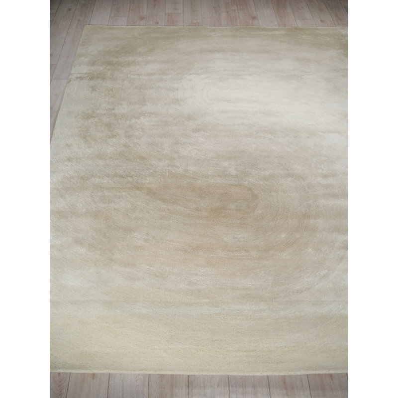 Mitomo Handmade Wool/Bamboo Silk, Pearl Area Rug, Rectangle 9' x 12'