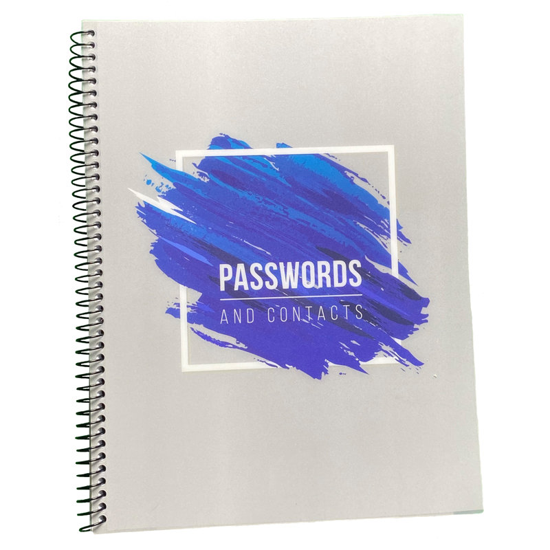 Grand cahier de mots de passe, Bleu