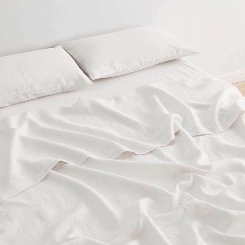 Cloud White Linen Euro Pillowcase Set with Inner Envelope Closure
