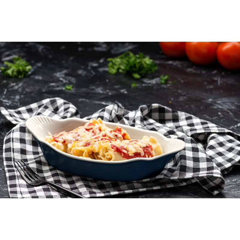 Navy Blue Ceramic Non-Stick Au Gratin Baking Dishes Set