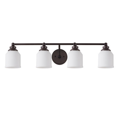 Lauder Iron/Frosted Glass Farmhouse Cottage LED Vanity Light