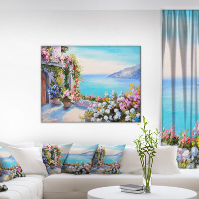 «Sea and Flowers Landscape», reproduction d'art sur toile tendue