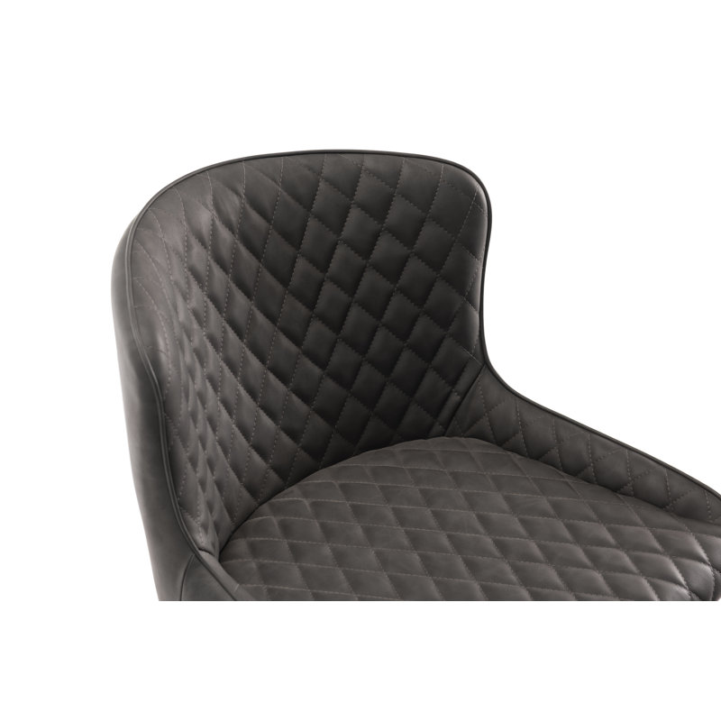Mireille Upholstered Adjustable Height Counter Stool with Metal Frame, Black, Dark Grey