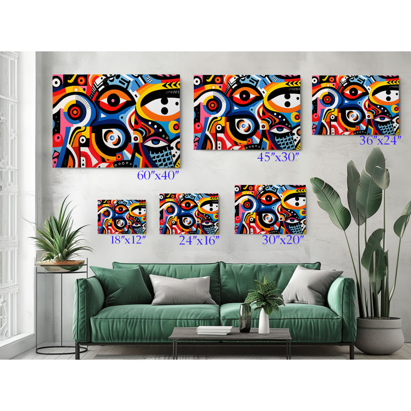 Impression sur toile de formes abstraites colorées, décoration murale moderne pour la maison et le bureau, H 24 po x l 36 po