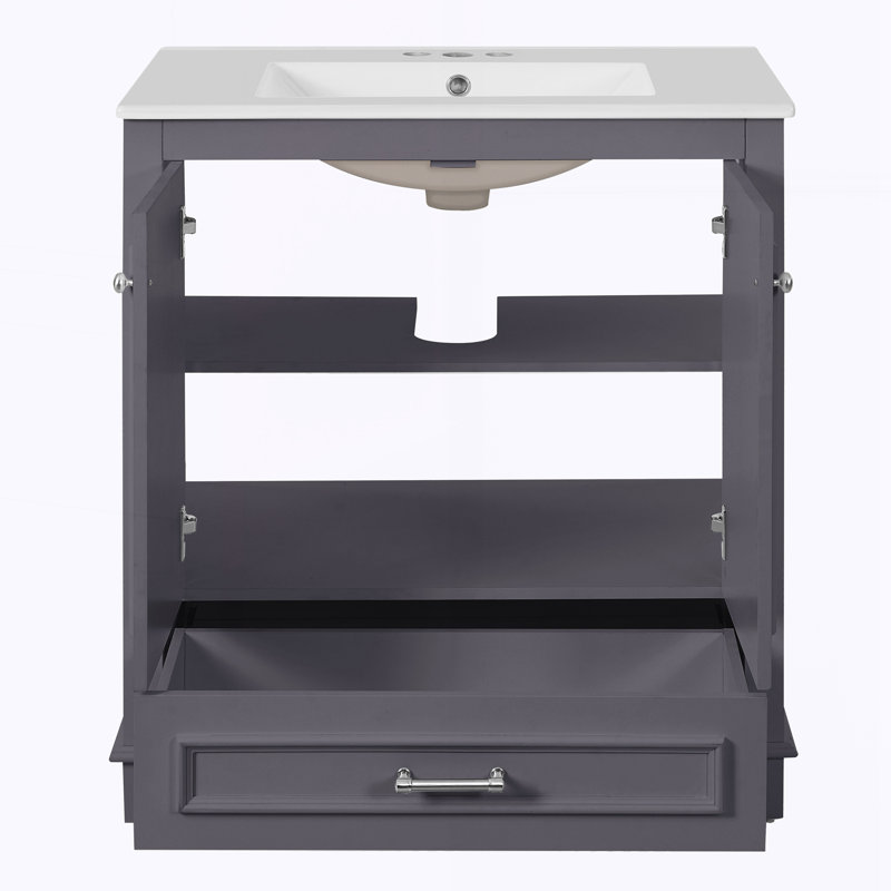 Meuble-lavabo 30 po avec lavabo en céramique, Bleu