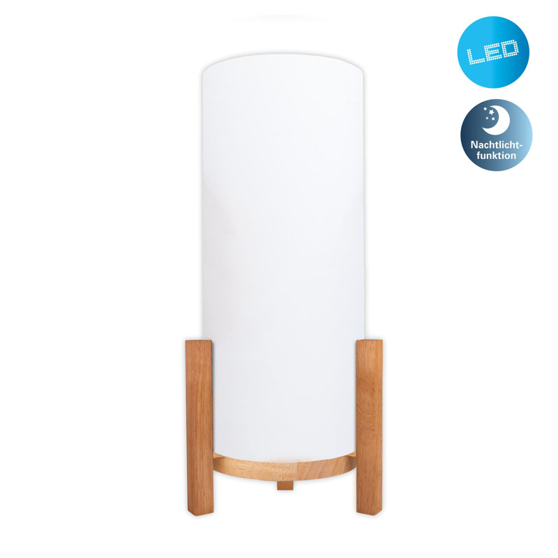 Bulman Wood Standard Table Lamp Lamp, Brown, White, 48cm H x 18cm W x 18cm D