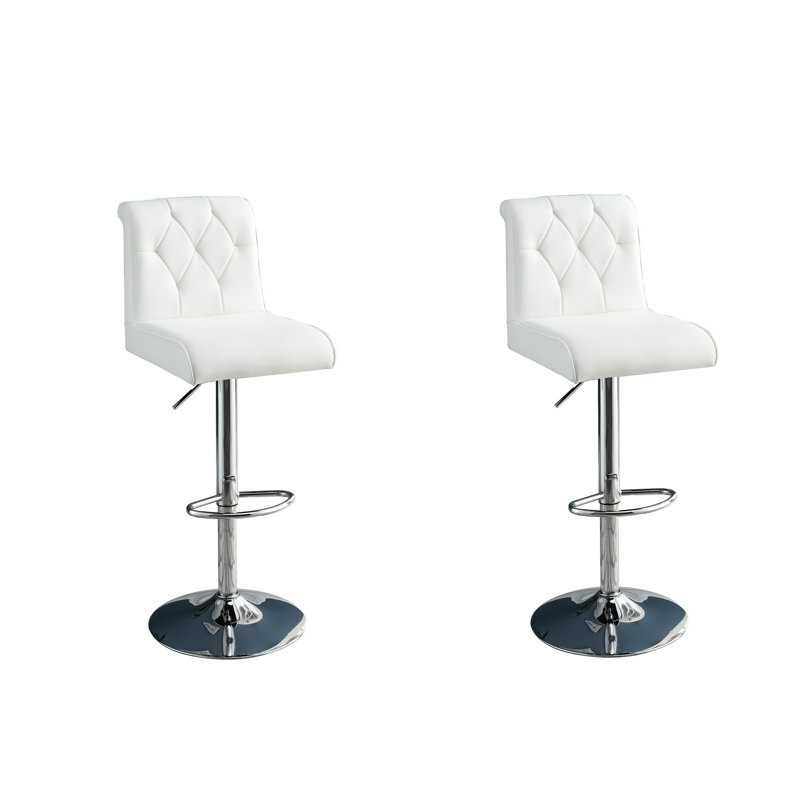 Tabourets de bar réglables en similicuir blanc avec dossier et base pour salon moderne