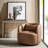 Jaydin 34" Wide Faux Leather Upholstered Swivel Armchair-651799837