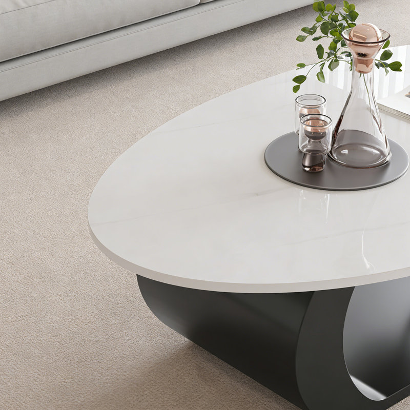 Ensemble de tables basses Modern, H 15,75 po x L 55,12 po x l 27,56 po, Blanc, Noir
