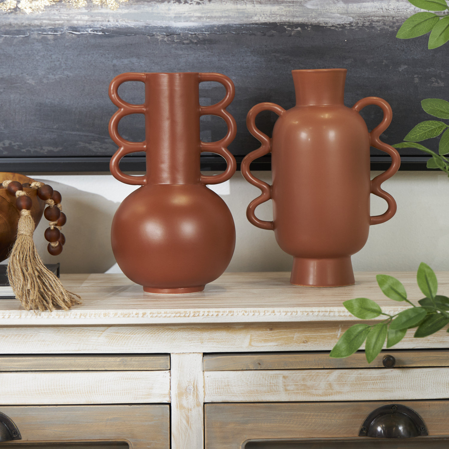 Edicott 11'' Dolomite Table Vase, Brown/Orange