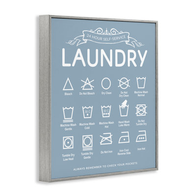 Blue Vintage Laundry Guide Framed Giclee, design by Lettered and Lined