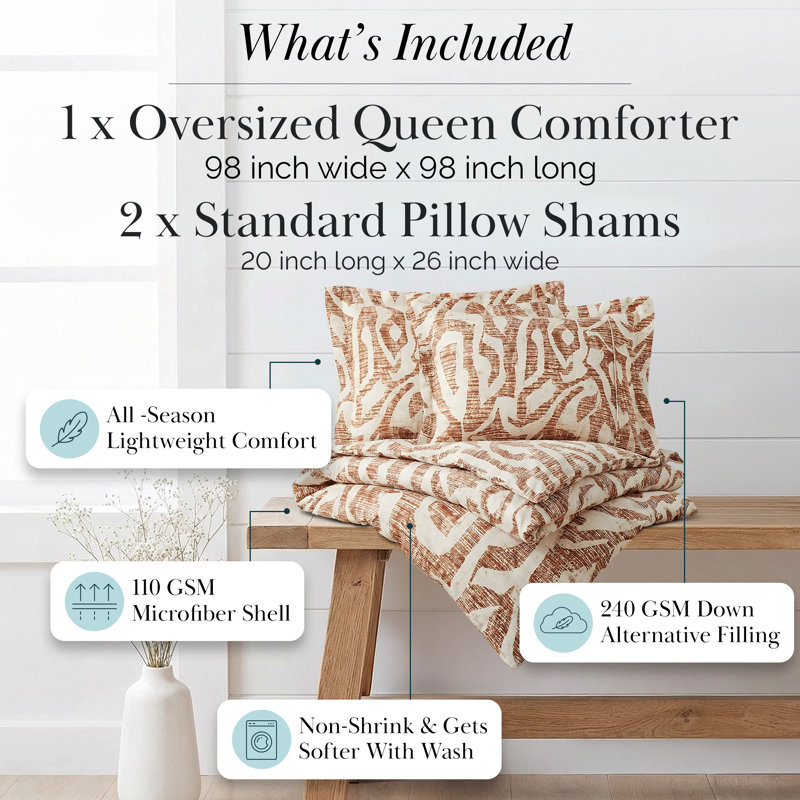 Khari Oversized Down Alternative Comforter Set with shams by Southshore Fine Linens, Red, Queen Comforter + 2 Standard Shams