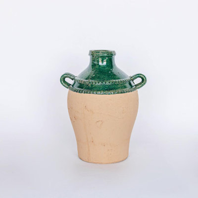 Glazed Top And Handles Vase