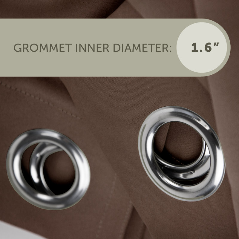 Panneau de rideau simple obscurcissant synthétique avec œillets Polen Drapery, 150 po x 96 po, Taupe