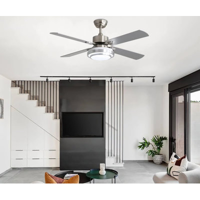 Ventilateur de plafond standard à 5 pales à DEL avec télécommande et ensemble d'éclairage inclus