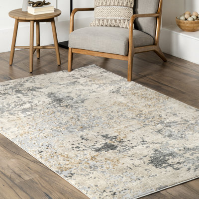 Modern Abstract Power Loom Beige Rug