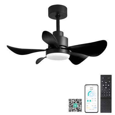 Ventilateurs de plafond 28 'avec lumières et télécommande / APP, ventilateurs de plafond à profil bas avec 5 pales réversibles 3 couleurs à intensité variable et 6 vitesses pour la cuisine de la chambre à coucher
