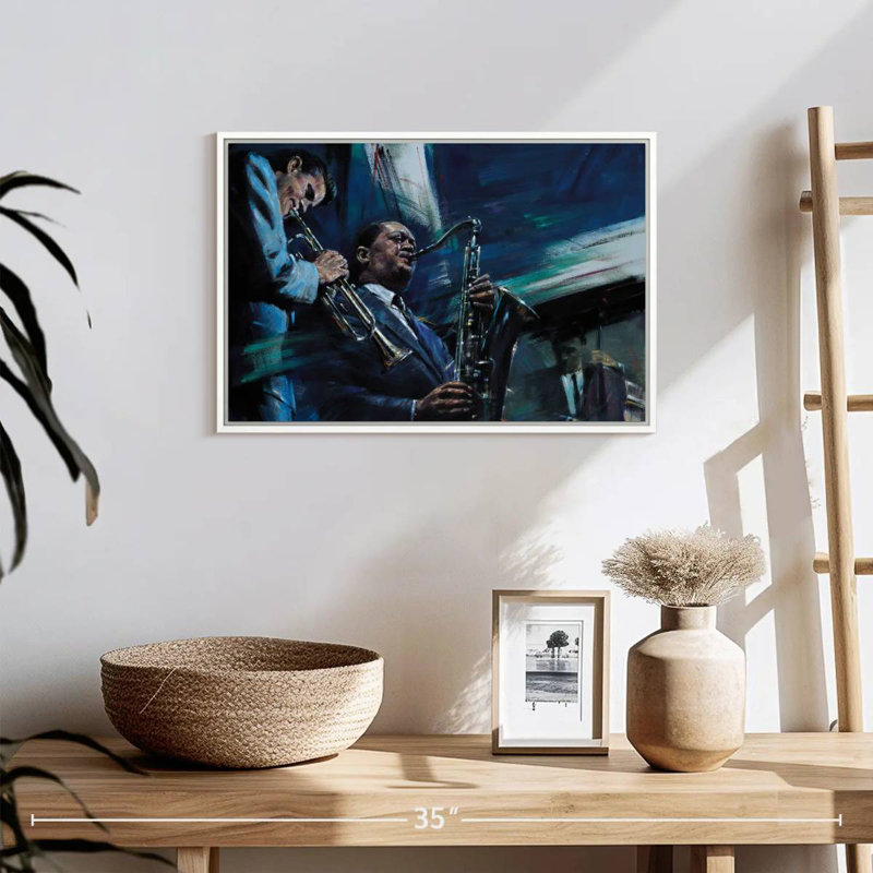 Bleu froid, 19 po x 13 po, Cadre flottant blanc